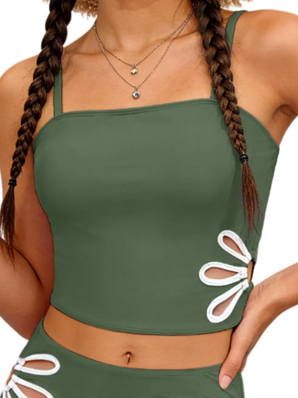 Girls Two-Piece Swimsuit Size 10-12 Green